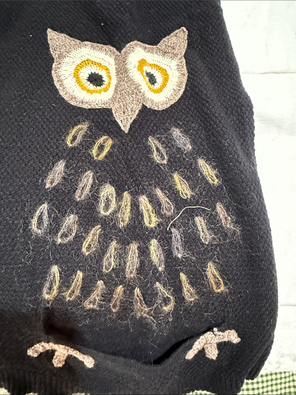 Moth Black Scoop Neck Sweater with Embroidered Owl - Picture 3 of 5